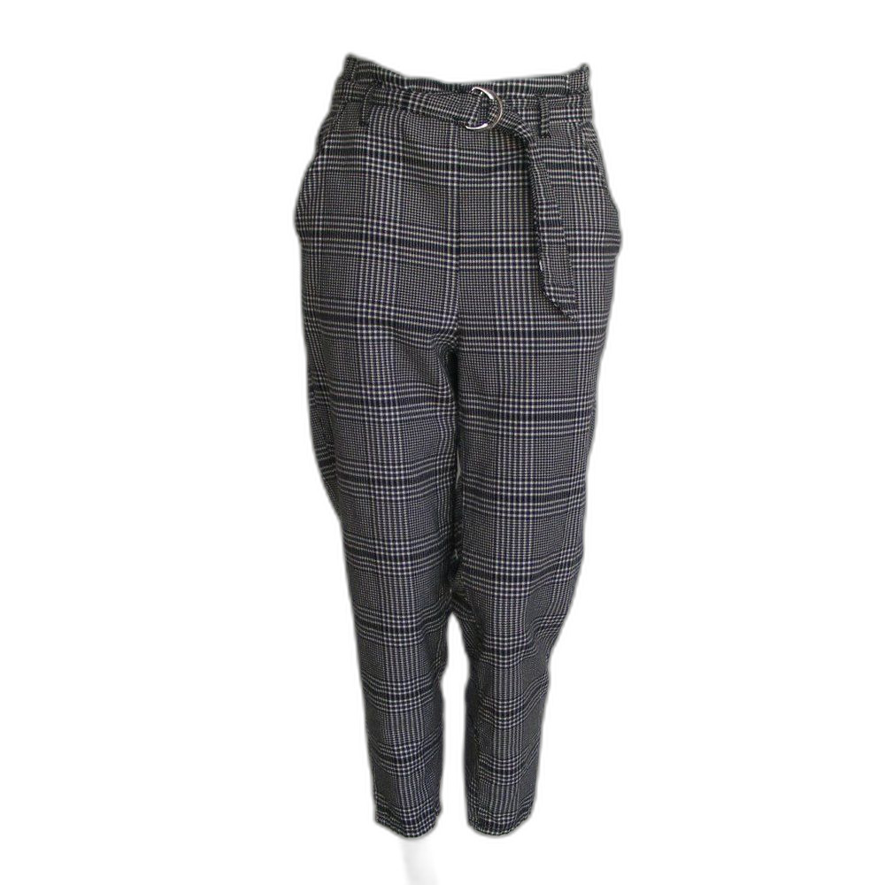 H&M/DIVIDED Cropped Pants, 6, Glen Plaid, Black/White, Belt, Paper Bag back
